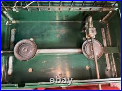 Vintage 1960s Coleman Model 413E Two Burner Gas Camp Stove With Legs/Towel Rack