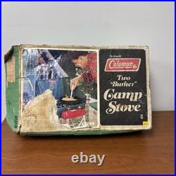 Vintage 1970s Coleman 2- Burner Camp Stove Model 425F499 with Original Box