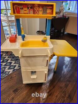 Vintage 1970s Fisher Price Fun Food Kitchen Oven Play Set Stove Phone Sink Spray