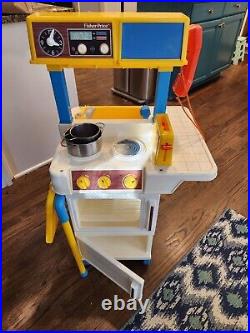 Vintage 1970s Fisher Price Fun Food Kitchen Oven Play Set Stove Phone Sink Spray