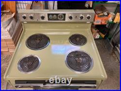 Vintage 1970s GE Avocado Green Electric Range Oven Stove Mid Century Retro