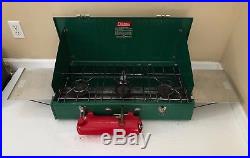 Vintage 1973 Coleman Three Burner Camp Stove 426D with RARE Side Shelves Chef Tray