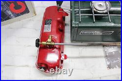 Vintage 1990 Coleman Model 413H Green Dual 2 Burner Gas Camping Stove W Box