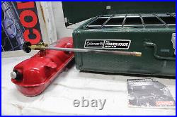 Vintage 1990 Coleman Model 413H Green Dual 2 Burner Gas Camping Stove W Box
