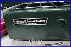 Vintage 1990 Coleman Model 413H Green Dual 2 Burner Gas Camping Stove W Box