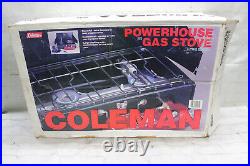 Vintage 1990 Coleman Model 413H Green Dual 2 Burner Gas Camping Stove W Box