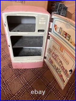 Vintage 50s Wolverine Tin Pink Toy Kitchen Set Fridge Stove Sink Washing Machine