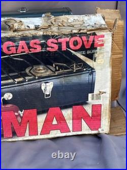 Vintage 80s Coleman 426E Three 3 Burner Camp Stove Used Once