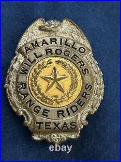 Vintage Amarillo Will Rogers Range Riders Texas Badge Art Burnside Spokane Wa