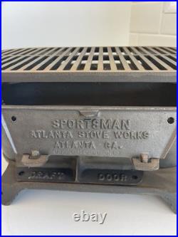 Vintage Atlanta Stove Works Sportsman Cast Iron Hibachi Grill Portable BBQ NEW