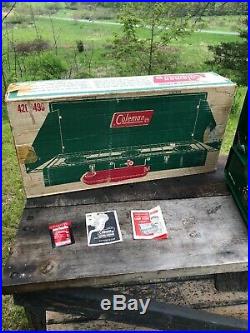 Vintage COLEMAN 426D Triple/3 Three Burner Fuel Camp Stove withBox NICE! 10/73
