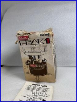 Vintage COLEMAN PEAK 1 Camp Stove 400-499 Backpack Made in USA New Old Stock