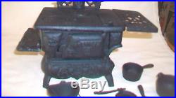 Vintage Cast Iron American ATF Wood Stove Salesman Sample Toy with accessories