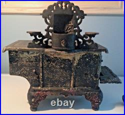 Vintage Cast Iron Toy ACME Stove salesman sample 6 Burners, Large 13 Long, PANS