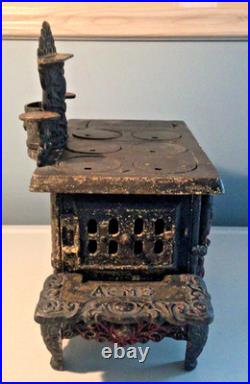 Vintage Cast Iron Toy ACME Stove salesman sample 6 Burners, Large 13 Long, PANS