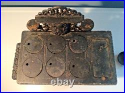 Vintage Cast Iron Toy ACME Stove salesman sample 6 Burners, Large 13 Long, PANS