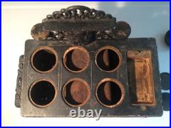 Vintage Cast Iron Toy ACME Stove salesman sample 6 Burners, Large 13 Long, PANS