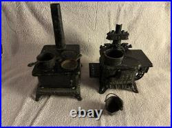 Vintage Cast iron Toy stoves With Accessories