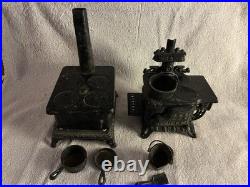 Vintage Cast iron Toy stoves With Accessories
