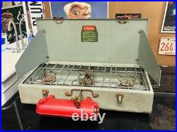 Vintage Coleman 3 Burner Green Gas Camp Stove