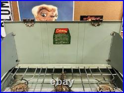 Vintage Coleman 3 Burner Green Gas Camp Stove