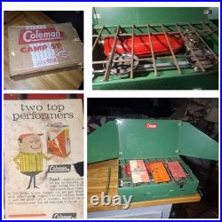 Vintage Coleman 425B Stove 2 Burner With original box and Owner's manual paper