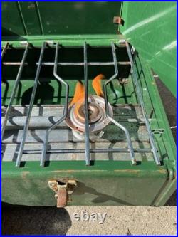 Vintage Coleman 426D 3-Burner Camping Stove Cooler, 2Water Jugs 3 Vintage Thermos