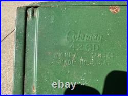 Vintage Coleman 426D 3-Burner Camping Stove Cooler, 2Water Jugs 3 Vintage Thermos