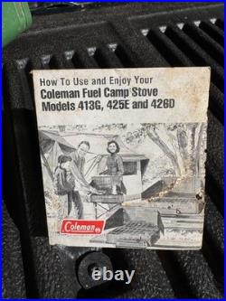 Vintage Coleman 426D 3-Burner Camping Stove Cooler, 2Water Jugs 3 Vintage Thermos