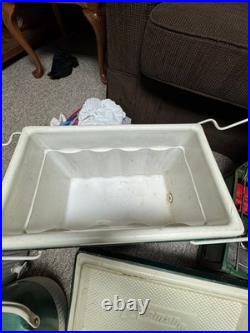 Vintage Coleman 426D 3-Burner Camping Stove Cooler, 2Water Jugs 3 Vintage Thermos