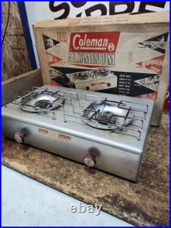Vintage Coleman 5409 2 Burner LP Aluminum Picnic Camping Stove Box Propane