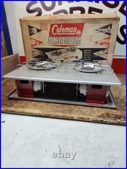 Vintage Coleman 5409 2 Burner LP Aluminum Picnic Camping Stove Box Propane