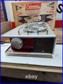 Vintage Coleman 5409 2 Burner LP Aluminum Picnic Camping Stove Box Propane