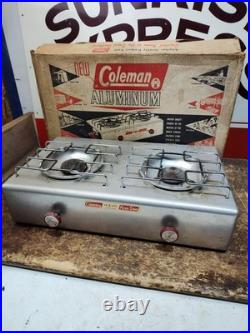 Vintage Coleman 5409 2 Burner LP Aluminum Picnic Camping Stove Box Propane
