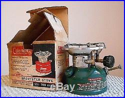 Vintage Coleman Model 501-2891 62 Single Burner Camp Sportster Stove Green Box