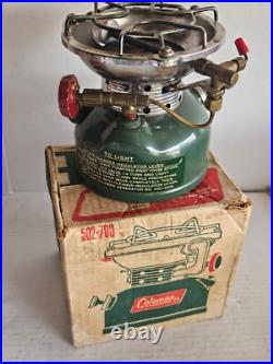 Vintage Coleman Sportster Camp Stove Model 502-700 Green Gas with Original Box