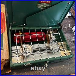Vintage Coleman Two Burner Camp Stove 425E499 BRAND NEW UNFIRED With Box + Papers