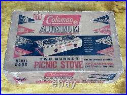 Vintage Coleman Two Burner Picnic Stove 5409 Aluminum LP Gas Works Manual & Box Vintage Coleman Two Burner Picnic Stove 5409 Aluminum LP Gas Works Manual & Box