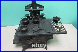 Vintage Crescent Cast Iron Cook Stove Salesman Sample Large + Accessories Pots