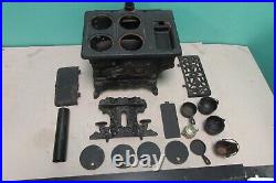 Vintage Crescent Cast Iron Cook Stove Salesman Sample Large + Accessories Pots