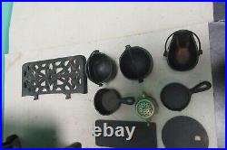 Vintage Crescent Cast Iron Cook Stove Salesman Sample Large + Accessories Pots