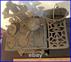 Vintage Crescent Cast Iron Cook Stove Salesman Sample Large + Accessories Pots