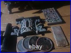 Vintage Crescent Cast Iron Miniature Stove with Parts, Pots & Pans Unmodified