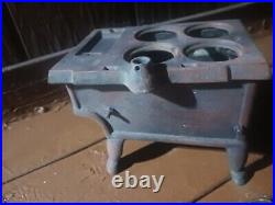 Vintage Crescent Cast Iron Miniature Stove with Parts, Pots & Pans Unmodified