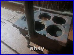Vintage Crescent Cast Iron Miniature Stove with Parts, Pots & Pans Unmodified