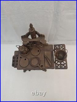 Vintage Crescent Cast Iron Stove Salesman Sample Complete with Pot, Pan and others