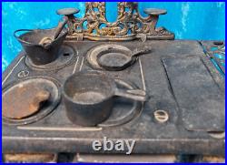 Vintage Crescent Cast Iron Stove Salesman's Sample With Accessories 10.5 H x 9 W