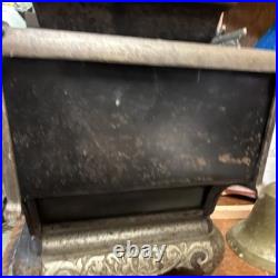 Vintage Crescent Miniature Cast Iron Stove And Pans Antique Dollhouse Toy