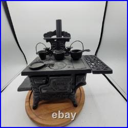 Vintage Crescent Miniature Cast Iron Stove withextra Cookware Accessories