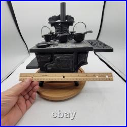 Vintage Crescent Miniature Cast Iron Stove withextra Cookware Accessories